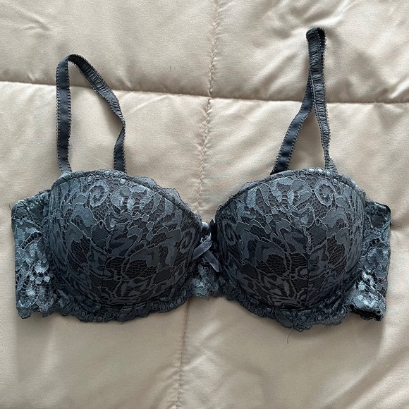 Kathy Ireland Intimates Gray/Grey Lace Bra - Picture 1 of 3